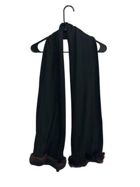 Black Faux Fur 60 x 9 Trimmed Ends Winter Scarf Cozycore Minimalist